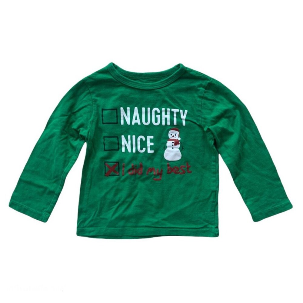 Children's Place “Naughty, Nice” Shirt Size 2T VGUC